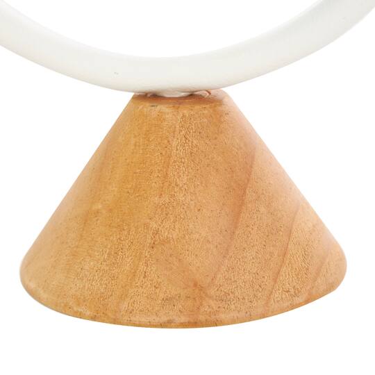 Black & White Metal Abstract Circular Ring Candle Holder with Wooden Cone Bases Set
